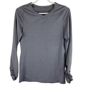 Scrubs & Beyond Medical Scrubs Heathered Gray Ruching on Sleeve XS